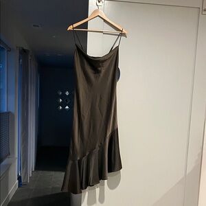 Scoop Women’s Asymmetrical Satin Ruffle Cami Dress